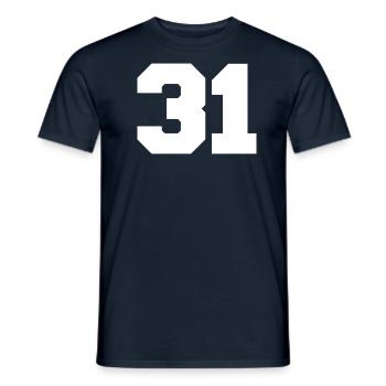 31 Numéro porte-bonheur Numéro d’anniversaire Collegestyle - T-shirt homme - marine - Devant - AI Model Male 178 light (178cm)