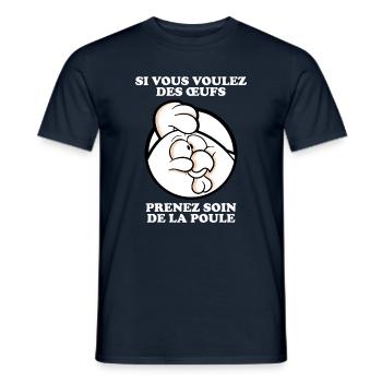 Prenez soin de la poule 2 (foncé) - T-shirt homme - marine - Devant - AI Model Male 178 light (178cm)