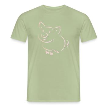 Lucky Pig, Pink Lucky Pig - Men's T-Shirt - sage - Front - AI Model Male 178 light (178cm)