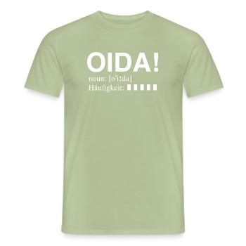 OIDA - Viennese slang - Men's T-Shirt - sage - Front - AI Model Male 178 light (178cm)
