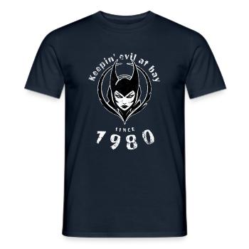 44. Birthday Keepin evil at bay since 1980 - Men's T-Shirt - navy - Front - AI Model Male 178 light (178cm)