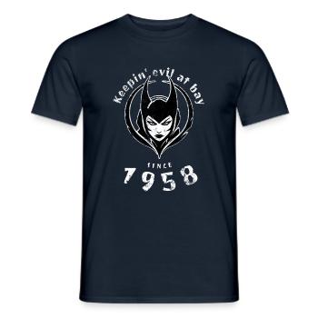 66. Birthday Keepin evil at bay since 1958 - Men's T-Shirt - navy - Front - AI Model Male 178 light (178cm)