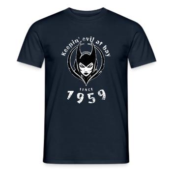 65th Birthday Keepin evil at bay since 1959 - Men's T-Shirt - navy - Front - AI Model Male 178 light (178cm)