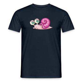 Süße Schnecke mit großen Augen, rosa Schneckenhaus - Männer T-Shirt - Navy - Vorne - AI Model Male 178 light (178cm)