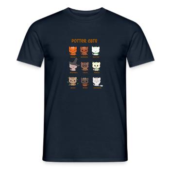 Funny Potter Cats Cute Hairy Pawter Kitten T-Shirt - Men's T-Shirt - navy - Front - AI Model Male 178 light (178cm)