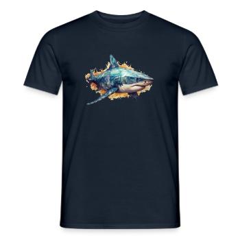 Shark Geometrical drawing 2 No background - Männer T-Shirt - Navy - Vorne - AI Model Male 178 light (178cm)