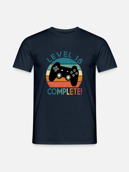 Geburtstag 15 Jahre gamer level 15 geschenk 15 jahre - Männer T-Shirt - Navy