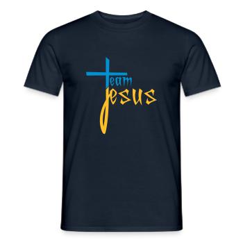 freunde team crew jesus kreuz christus christ kath - Männer T-Shirt - Navy - Vorne - AI Model Male 178 light (178cm)