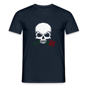 Rose et crâne - T-shirt homme - marine - Devant - AI Model Male 178 light (178cm)