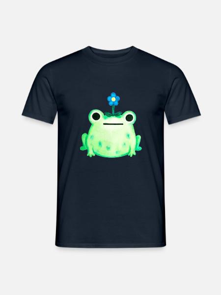 Niedliche Blumenkopf-Frosch-Aquarellmalerei - Männer T-Shirt - Navy