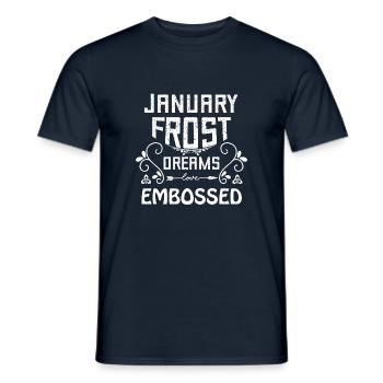 January frost dreams embossed - Men's T-Shirt - navy - Front - AI Model Male 178 light (178cm)