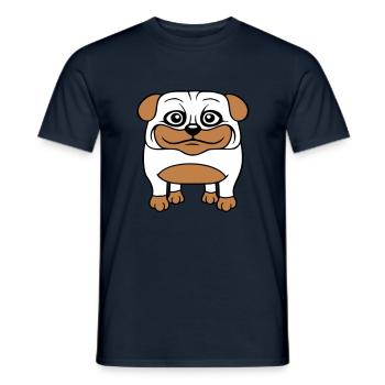Dog Pug Small Cute Dick Love Happy Comic Fun - Men's T-Shirt - navy - Front - AI Model Male 178 light (178cm)