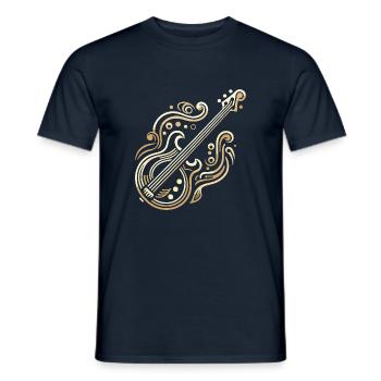 Guitare Basse Art Déco Dorée - T-shirt homme - marine - Devant - AI Model Male 178 light (178cm)