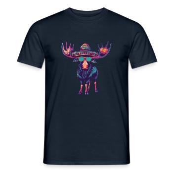 Elch Comic Lustig Sombrero - Männer T-Shirt - Navy - Vorne - AI Model Male 178 light (178cm)