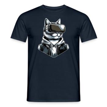 Katze VR-Brille Virtual Reality - Männer T-Shirt - Navy - Vorne - AI Model Male 178 light (178cm)