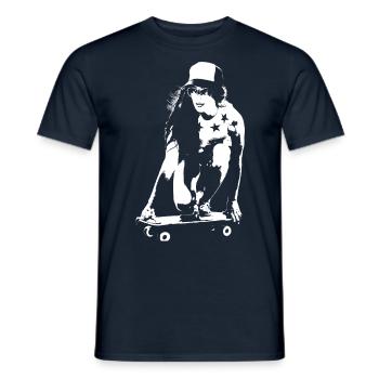 Skater Girl rolling Street Art - T-shirt homme - marine - Devant - AI Model Male 178 light (178cm)