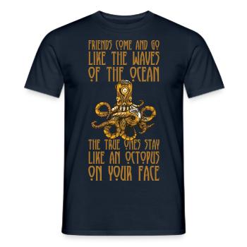 Steampunk Octopus, Krake - Les amis vont et viennent - T-shirt homme - marine - Devant - AI Model Male 178 light (178cm)