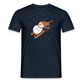 Sleigh Riding Snowman - Men's T-Shirt - navy - Front - AI Model Male 178 light (178cm)