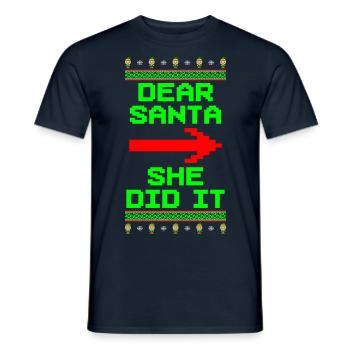 Sie hat es getan Ugly Christmas Weihnachten - Männer T-Shirt - Navy - Vorne - AI Model Male 178 light (178cm)