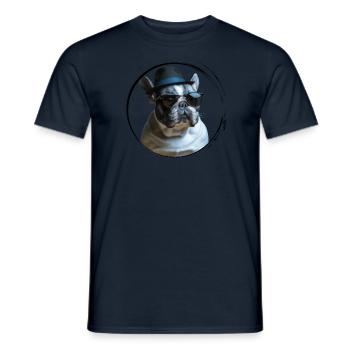 Mignon tyran de style mafia français bouledogue - T-shirt homme - marine - Devant - AI Model Male 178 light (178cm)