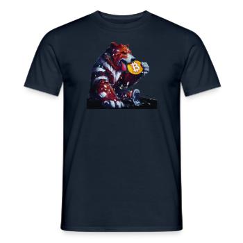L’ours capitaliste mange la crypto-monnaie Bitcoin - T-shirt homme - marine - Devant - AI Model Male 178 light (178cm)
