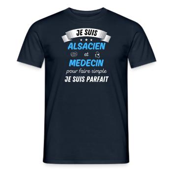 Je suis alsacien et medecin je suis parfait - T-shirt homme - marine - Devant - AI Model Male 178 light (178cm)