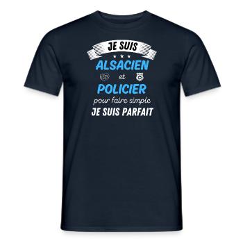 Je suis alsacien et policier je suis parfait - T-shirt homme - marine - Devant - AI Model Male 178 light (178cm)