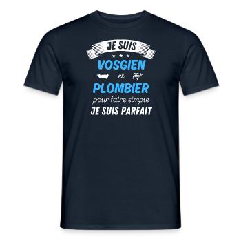 Je suis vosgien et plombier je suis parfait - T-shirt homme - marine - Devant - AI Model Male 178 light (178cm)
