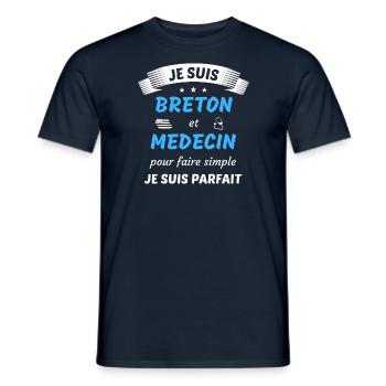 Je suis breton et medecin je suis parfait - T-shirt homme - marine - Devant - AI Model Male 178 light (178cm)