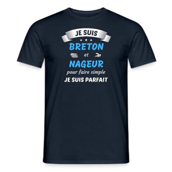 Je suis breton et nageur je suis parfait - T-shirt homme - marine - Devant - AI Model Male 178 light (178cm)