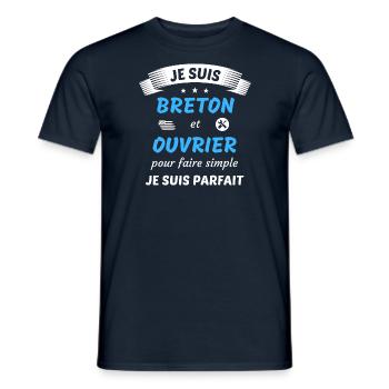 Je suis breton et ouvrier je suis parfait - T-shirt homme - marine - Devant - AI Model Male 178 light (178cm)