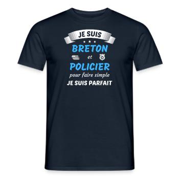 Je suis breton et policier je suis parfait - T-shirt homme - marine - Devant - AI Model Male 178 light (178cm)