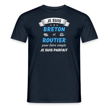 Je suis breton et routier je suis parfait - T-shirt homme - marine - Devant - AI Model Male 178 light (178cm)