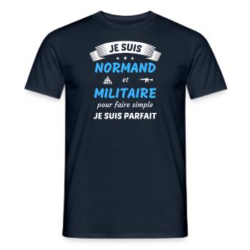 Je suis normand et militaire je suis parfait - T-shirt homme - marine - Devant - AI Model Male 178 light (178cm)
