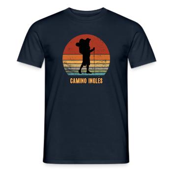 Camino Inglés Pilgern Reise Jakobsweg Pilger - Männer T-Shirt - Navy - Vorne - AI Model Male 178 light (178cm)