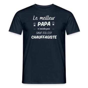 le meilleur papa n existe pas sauf si chauffagiste - T-shirt homme - marine - Devant - AI Model Male 178 light (178cm)