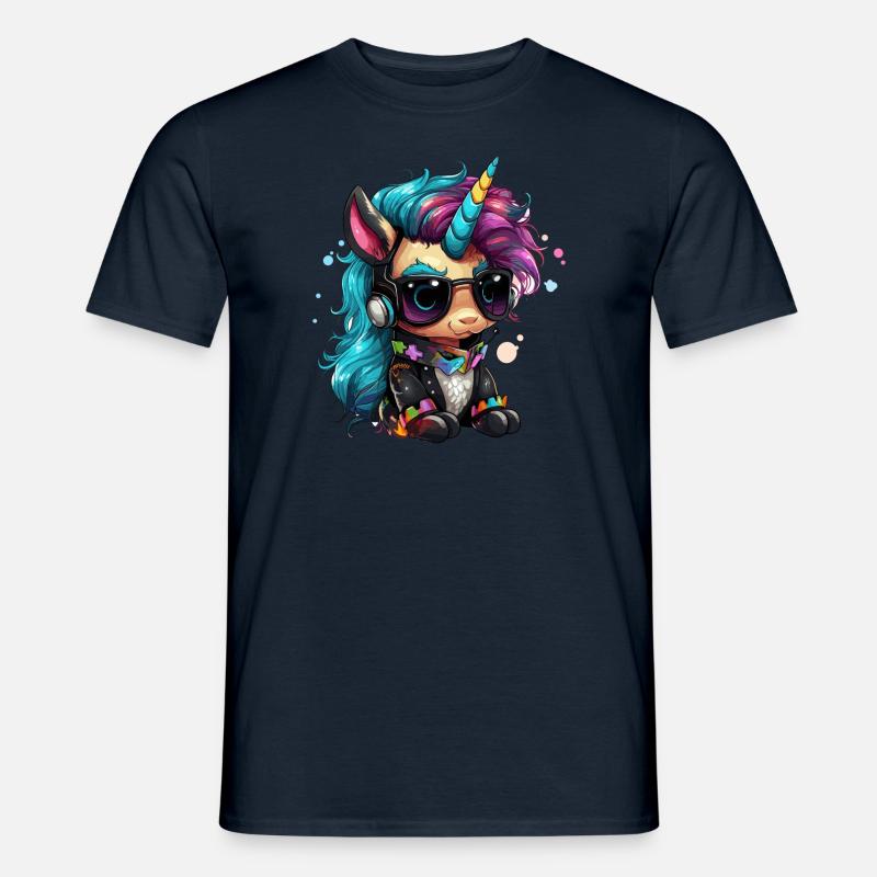 Punker Einhorn Design - Männer T-Shirt - Navy