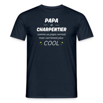 papa et charpentier papa plus cool - T-shirt homme - marine - Devant - AI Model Male 178 light (178cm)