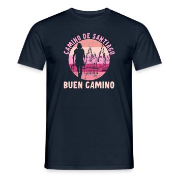 Buen Camino de Santiago de Compostela Jakobsweg - Men's T-Shirt - navy - Front - AI Model Male 178 light (178cm)