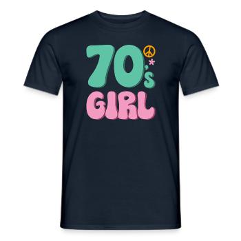 70er Jahre Mädchen 70s Girl Hippie - Männer T-Shirt - Navy - Vorne - AI Model Male 178 light (178cm)