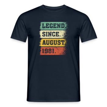 40e anniversaire cadeau août 1981 40 ans - T-shirt homme - marine - Devant - AI Model Male 178 light (178cm)