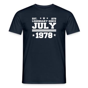 43e anniversaire cadeau juillet 1978 - T-shirt homme - marine - Devant - AI Model Male 178 light (178cm)