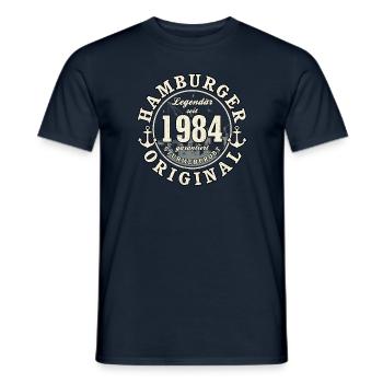 40. Geburtstag 2024 Hamburger Original Geschenk - Männer T-Shirt - Navy - Vorne - AI Model Male 178 light (178cm)
