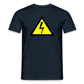 Haute tension Attention Bouclier De l’alarme de courant - T-shirt homme - marine - Devant - AI Model Male 178 light (178cm)