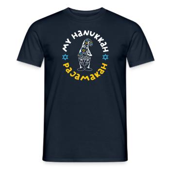 My Hanukkah Pajamakah Chanukka Fest Hebrew Jüdisch - Männer T-Shirt - Navy - Vorne - AI Model Male 178 light (178cm)
