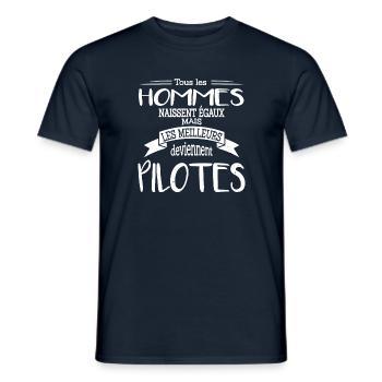 Métier pilote cadeau humour drôle avion piloter - T-shirt homme - marine - Devant - AI Model Male 178 light (178cm)