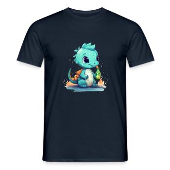 Kleiner Blauer Babydrache Fantasy Shirt - Männer T-Shirt - Navy - Vorne - AI Model Male 178 light (178cm)