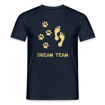 Ton chien et toi l’équipe de rêve. Chien ami - T-shirt homme - marine - Devant - AI Model Male 178 light (178cm)