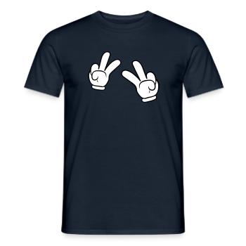 Comic Hands Peace Sign - Männer T-Shirt - Navy - Vorne - AI Model Male 178 light (178cm)