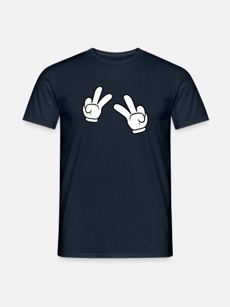 Comic Hands Peace Sign - Männer T-Shirt - Navy